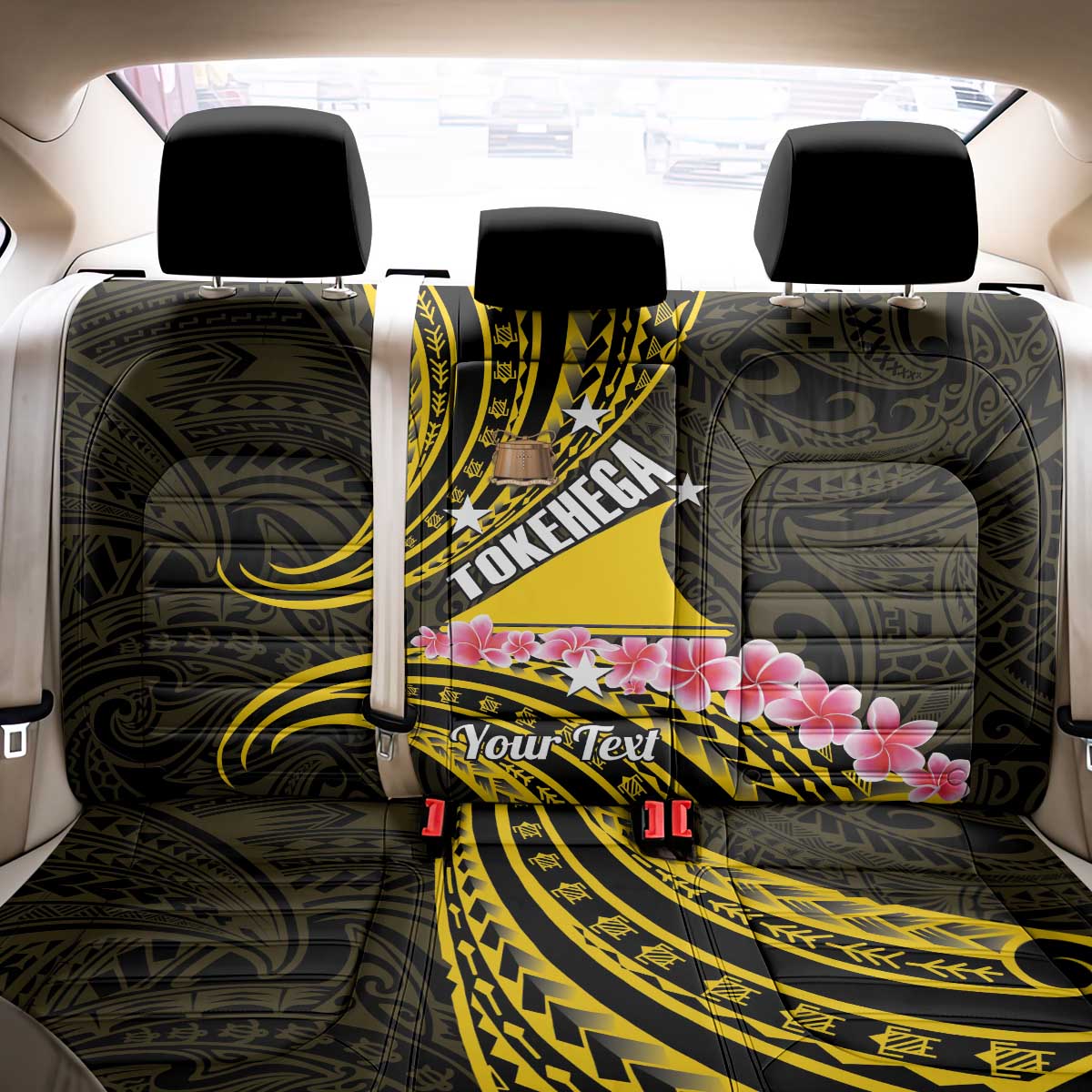 Personalised Tokelau Tokehega Day Back Car Seat Cover Tokelauan Tatau Black Color LT14 - Polynesian Pride