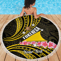 Personalised Tokelau Tokehega Day Beach Blanket Tokelauan Tatau Black Color LT14 - Polynesian Pride