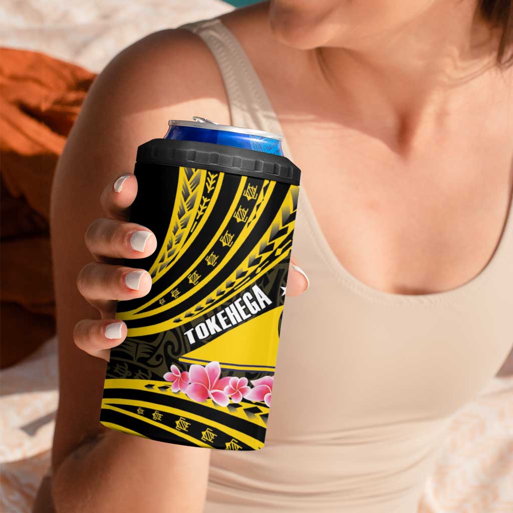 Personalised Tokelau Tokehega Day 4 in 1 Can Cooler Tumbler Tokelauan Tatau Black Color - Polynesian Pride