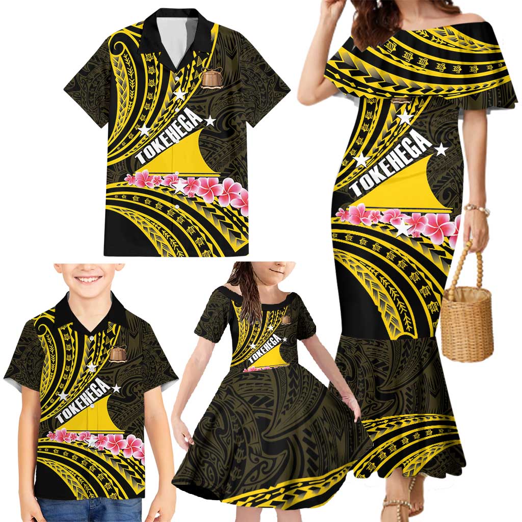 Personalised Tokelau Tokehega Day Family Matching Mermaid Dress and Hawaiian Shirt Tokelauan Tatau Black Color LT14 - Polynesian Pride