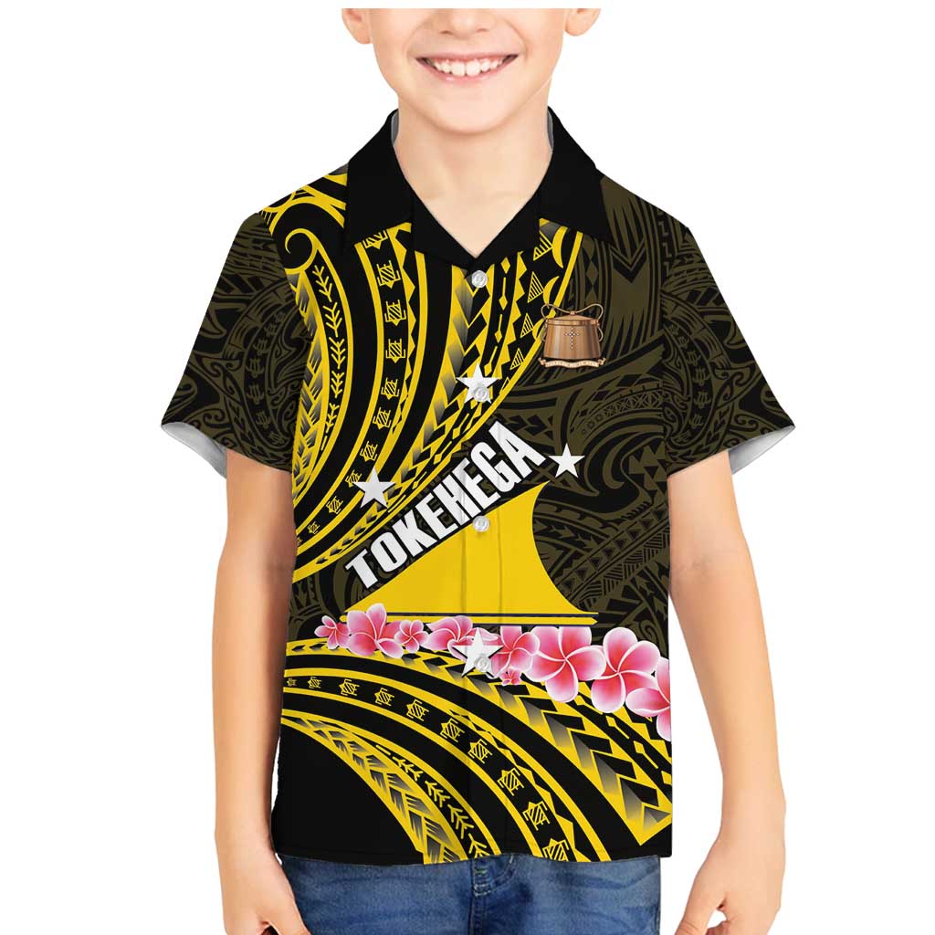 Personalised Tokelau Tokehega Day Family Matching Mermaid Dress and Hawaiian Shirt Tokelauan Tatau Black Color LT14 Son's Shirt Black - Polynesian Pride