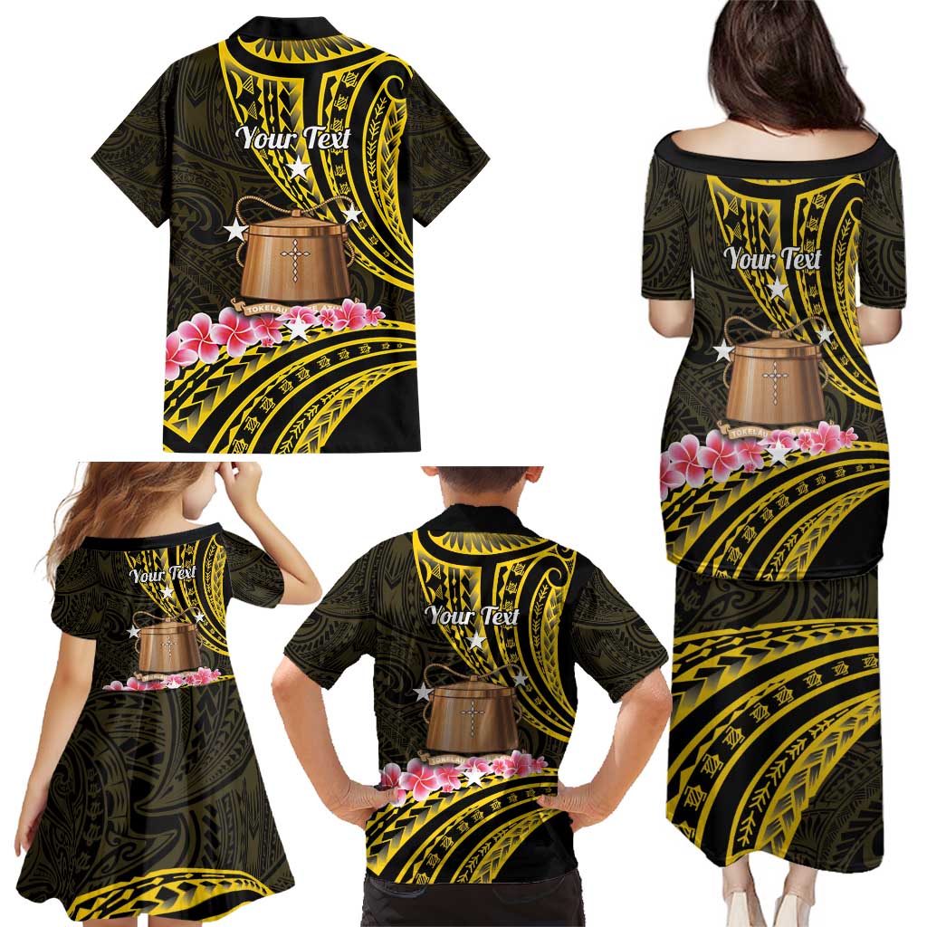 Personalised Tokelau Tokehega Day Family Matching Puletasi and Hawaiian Shirt Tokelauan Tatau Black Color LT14 - Polynesian Pride