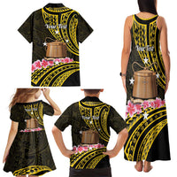 Personalised Tokelau Tokehega Day Family Matching Tank Maxi Dress and Hawaiian Shirt Tokelauan Tatau Black Color LT14 - Polynesian Pride