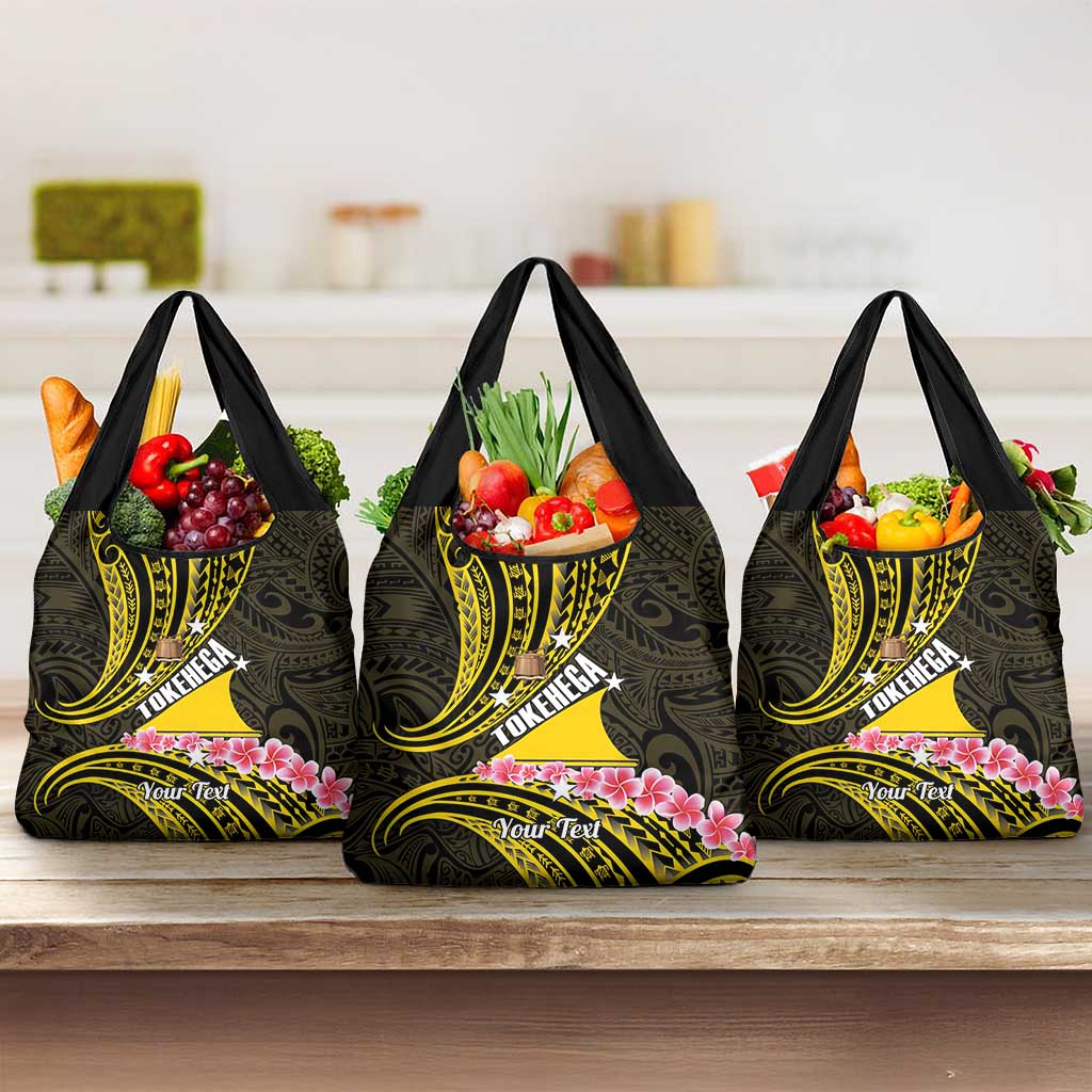 Personalised Tokelau Tokehega Day Grocery Bag Tokelauan Tatau Black Color LT14 3-pack One Size Black - Polynesian Pride