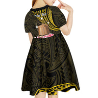 Personalised Tokelau Tokehega Day Kid Short Sleeve Dress Tokelauan Tatau Black Color - Polynesian Pride