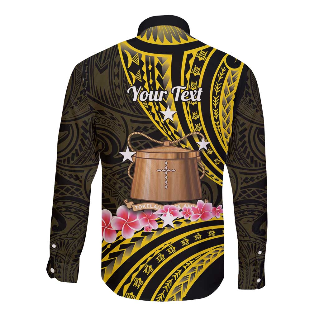 Personalised Tokelau Tokehega Day Long Sleeve Button Shirt Tokelauan Tatau Black Color LT14 - Polynesian Pride