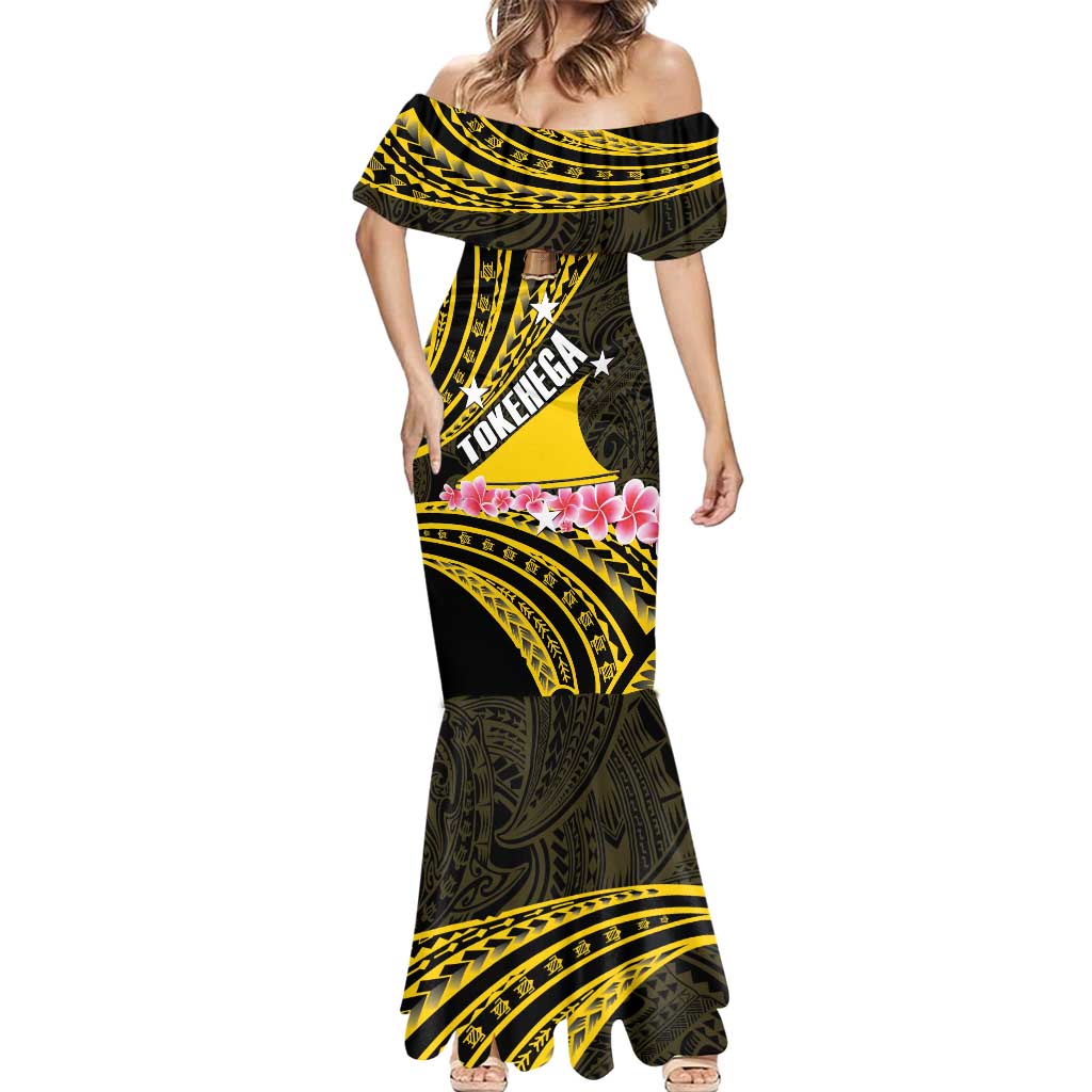 Personalised Tokelau Tokehega Day Mermaid Dress Tokelauan Tatau Black Color - Polynesian Pride