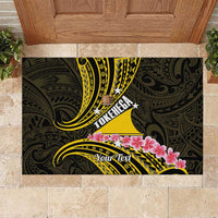 Personalised Tokelau Tokehega Day Rubber Doormat Tokelauan Tatau Black Color LT14 Black - Polynesian Pride