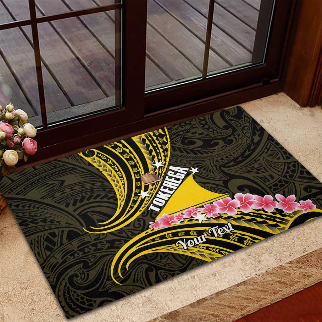 Personalised Tokelau Tokehega Day Rubber Doormat Tokelauan Tatau Black Color LT14 - Polynesian Pride