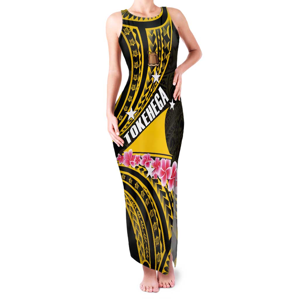 Personalised Tokelau Tokehega Day Tank Maxi Dress Tokelauan Tatau Black Color - Polynesian Pride