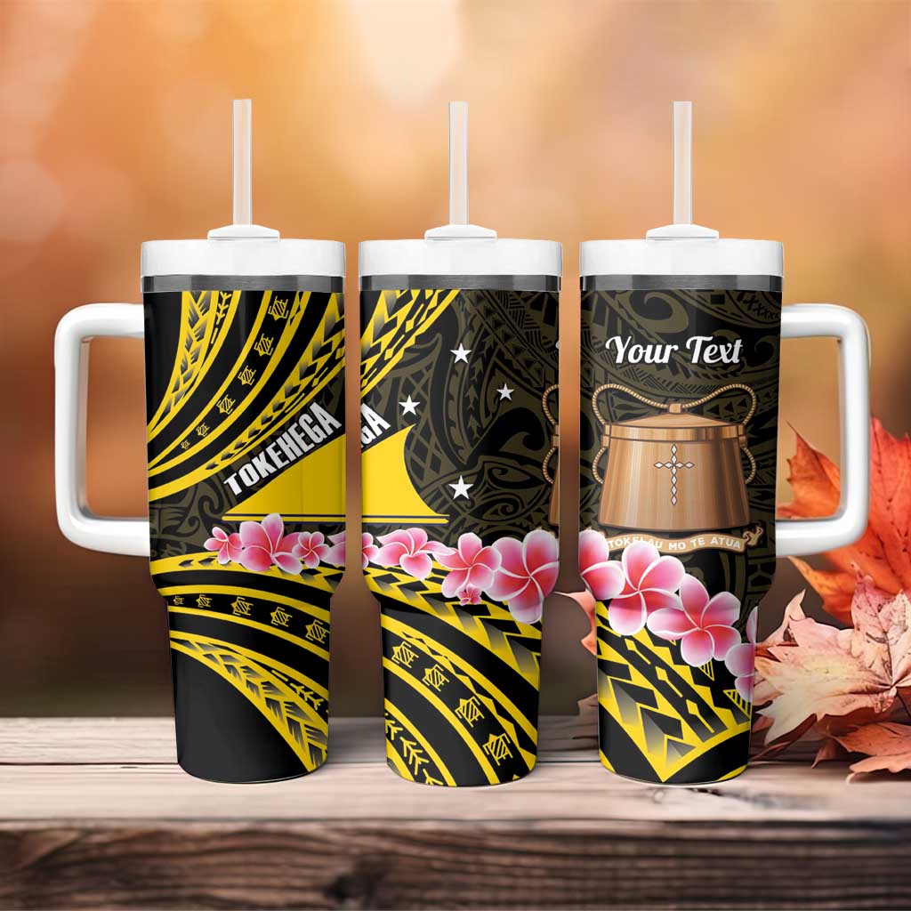 Personalised Tokelau Tokehega Day Tumbler With Handle Tokelauan Tatau Black Color LT14 - Polynesian Pride