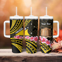 Personalised Tokelau Tokehega Day Tumbler With Handle Tokelauan Tatau Black Color LT14 - Polynesian Pride