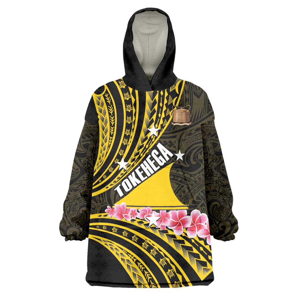 Personalised Tokelau Tokehega Day Wearable Blanket Hoodie Tokelauan Tatau Black Color - Polynesian Pride