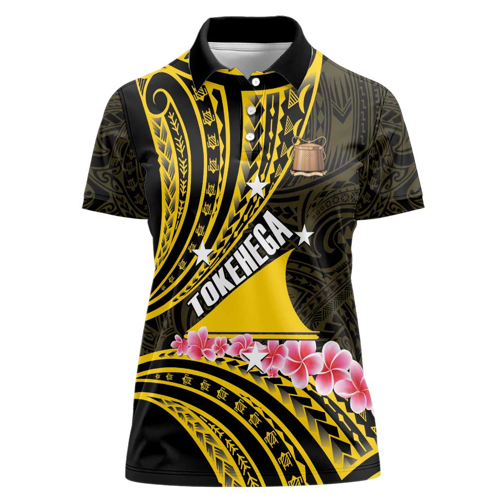 Personalised Tokelau Tokehega Day Women Polo Shirt Tokelauan Tatau Black Color LT14 Female Black - Polynesian Pride