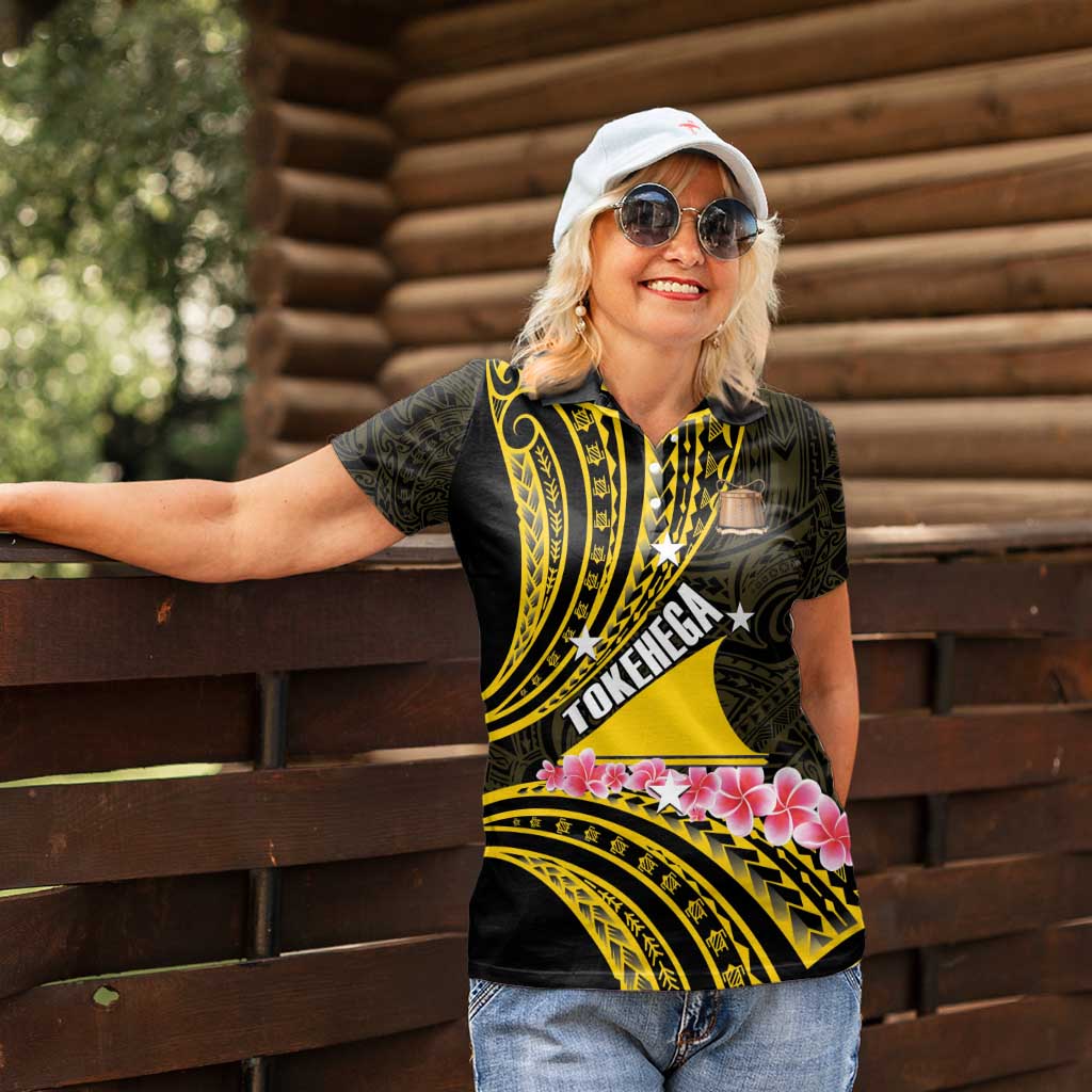 Personalised Tokelau Tokehega Day Women Polo Shirt Tokelauan Tatau Black Color LT14 - Polynesian Pride