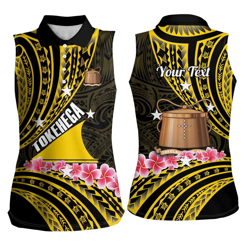 Personalised Tokelau Tokehega Day Women Sleeveless Polo Shirt Tokelauan Tatau Black Color LT14 - Polynesian Pride