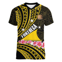 Personalised Tokelau Tokehega Day Women V-Neck T-Shirt Tokelauan Tatau Black Color - Polynesian Pride