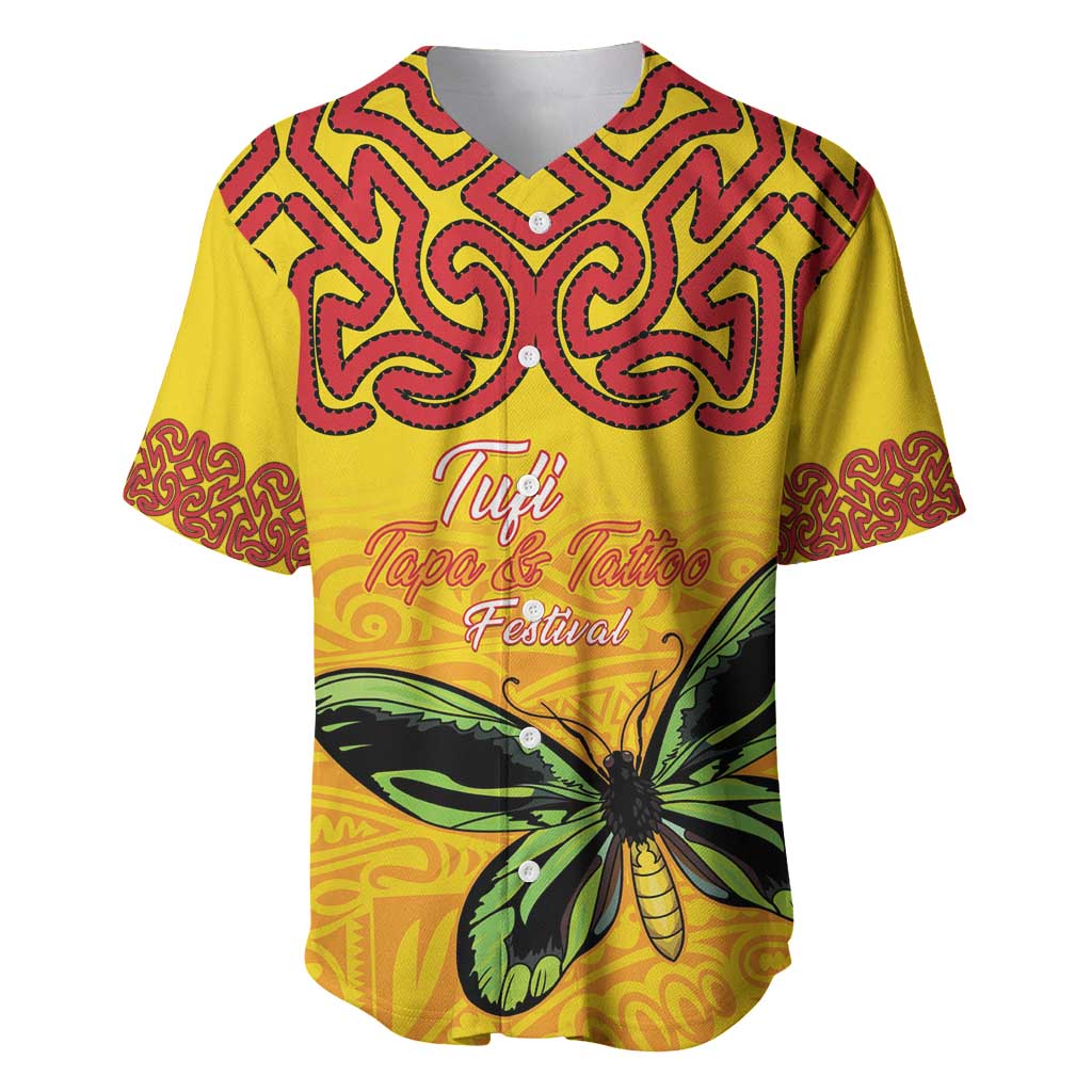 Personalised Tufi Tapa and Tattoo Festival Baseball Jersey PNG Oro Butterfly Tapa Pattern - Polynesian Pride