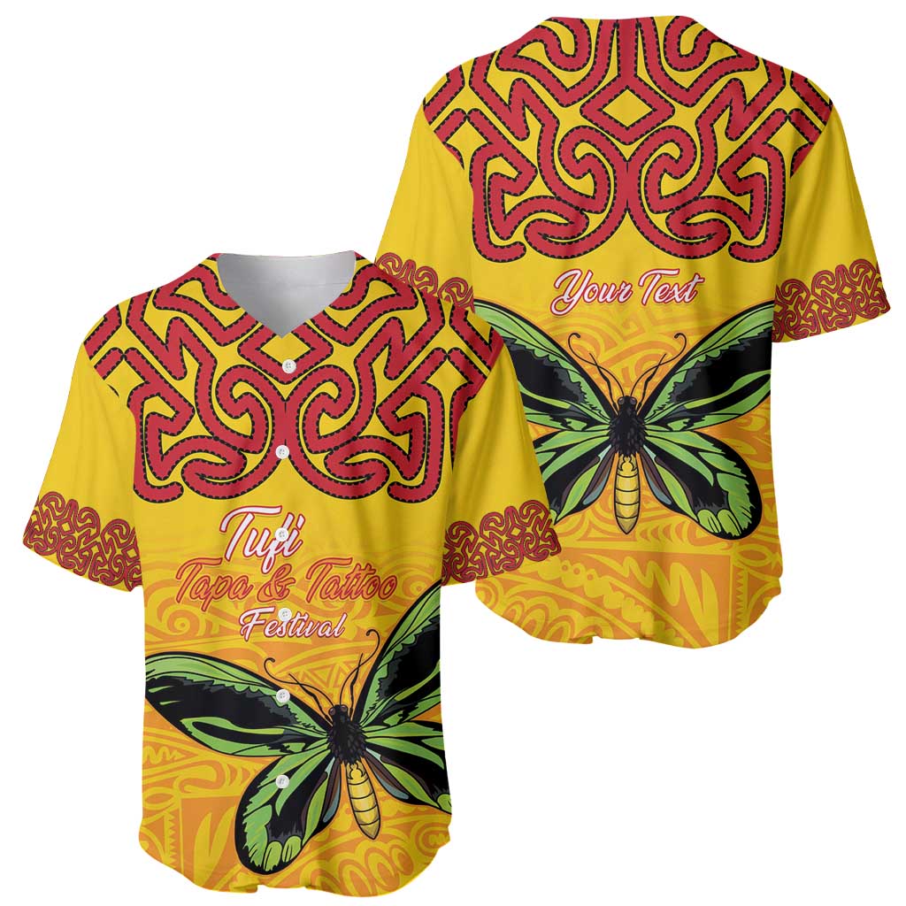 Personalised Tufi Tapa and Tattoo Festival Baseball Jersey PNG Oro Butterfly Tapa Pattern - Polynesian Pride