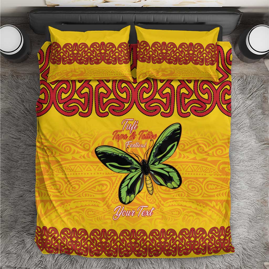 Personalised Tufi Tapa and Tattoo Festival Bedding Set PNG Oro Butterfly Tapa Pattern - Polynesian Pride