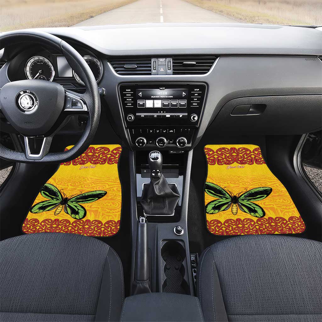 Personalised Tufi Tapa and Tattoo Festival Car Mats PNG Oro Butterfly Tapa Pattern LT14 Set 2pcs - Front Yellow - Polynesian Pride