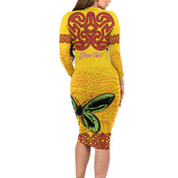Personalised Tufi Tapa and Tattoo Festival Family Matching Long Sleeve Bodycon Dress and Hawaiian Shirt PNG Oro Butterfly Tapa Pattern - Polynesian Pride