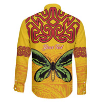 Personalised Tufi Tapa and Tattoo Festival Family Matching Off The Shoulder Long Sleeve Dress and Hawaiian Shirt PNG Oro Butterfly Tapa Pattern - Polynesian Pride