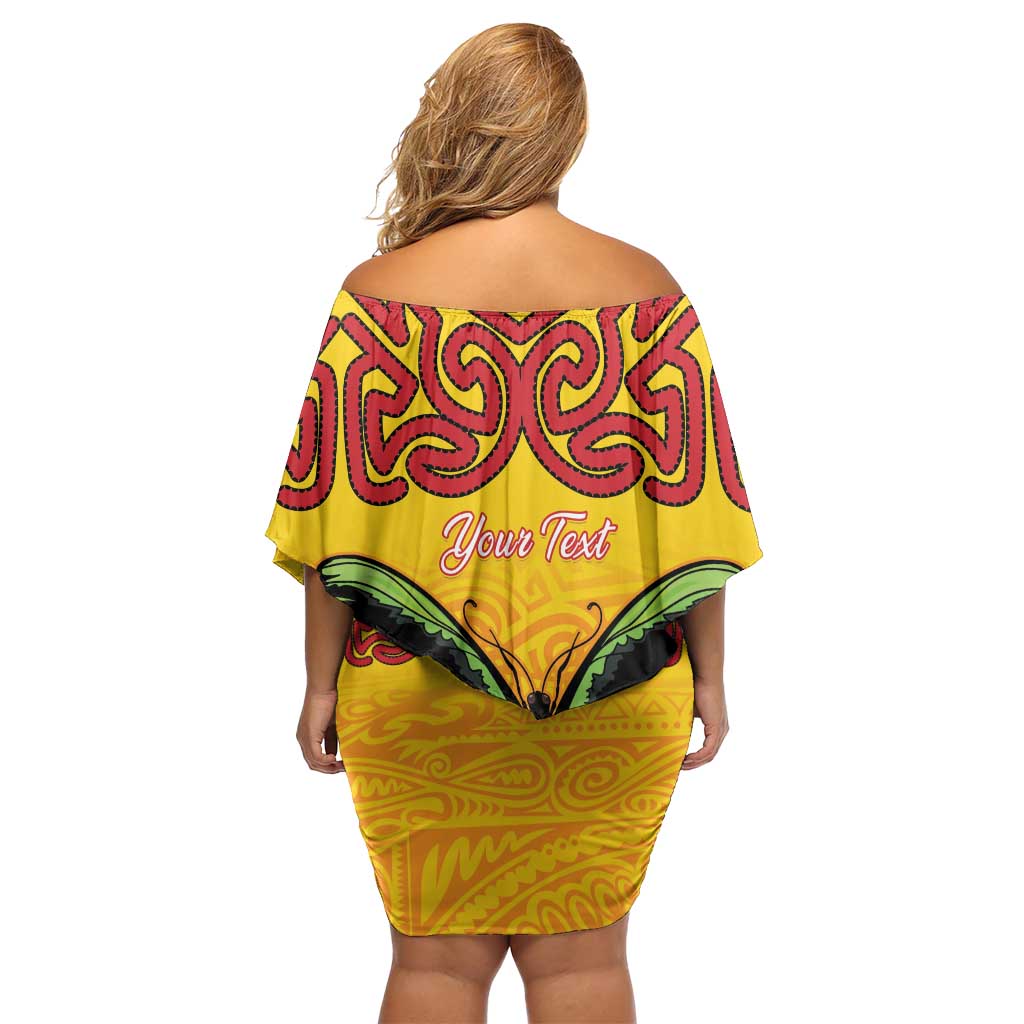 Personalised Tufi Tapa and Tattoo Festival Family Matching Off Shoulder Short Dress and Hawaiian Shirt PNG Oro Butterfly Tapa Pattern - Polynesian Pride