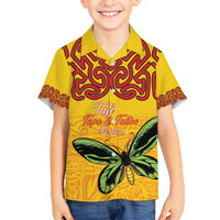 Personalised Tufi Tapa and Tattoo Festival Family Matching Off Shoulder Short Dress and Hawaiian Shirt PNG Oro Butterfly Tapa Pattern - Polynesian Pride