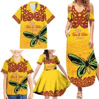 Personalised Tufi Tapa and Tattoo Festival Family Matching Summer Maxi Dress and Hawaiian Shirt PNG Oro Butterfly Tapa Pattern - Polynesian Pride