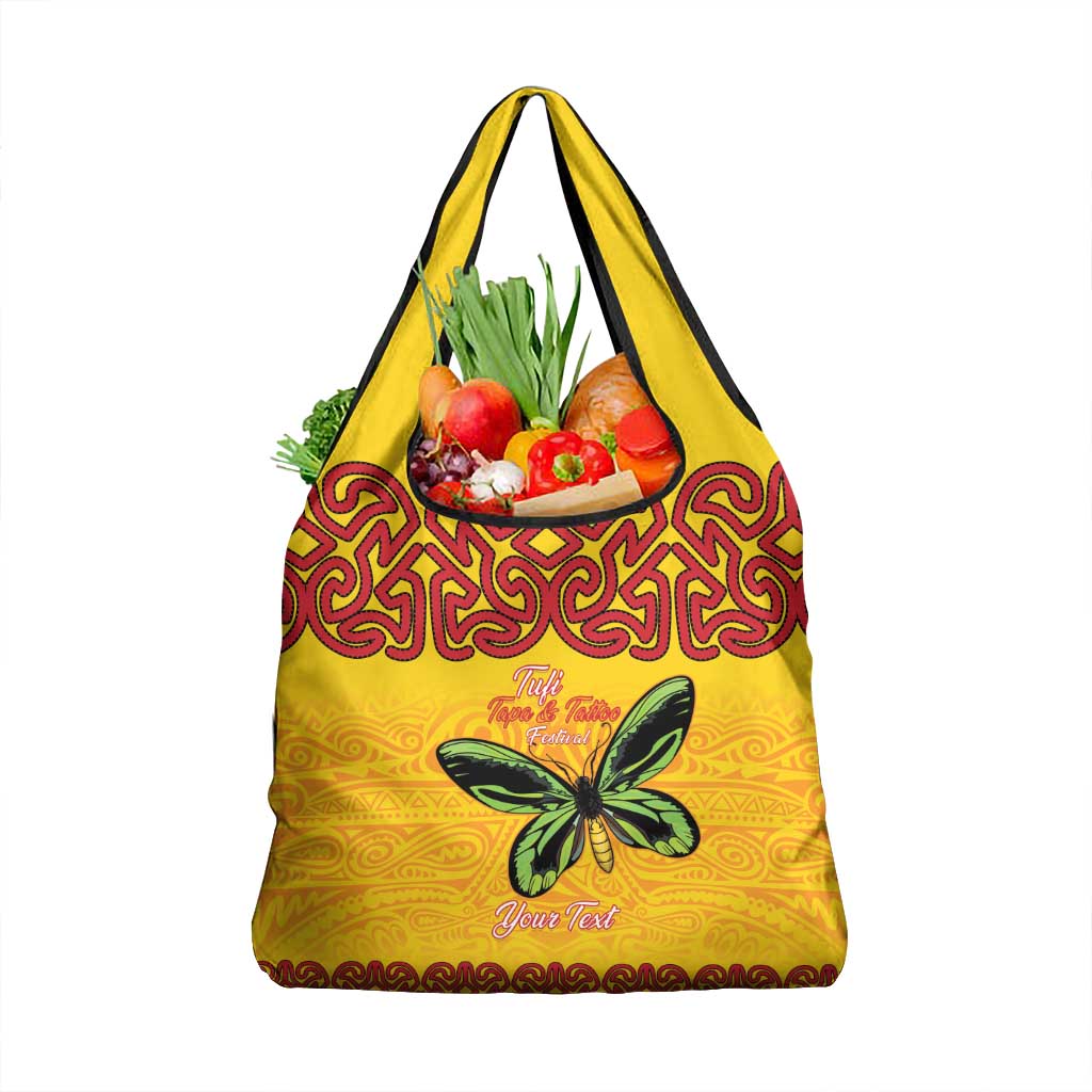Personalised Tufi Tapa and Tattoo Festival Grocery Bag PNG Oro Butterfly Tapa Pattern - Polynesian Pride