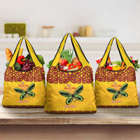 Personalised Tufi Tapa and Tattoo Festival Grocery Bag PNG Oro Butterfly Tapa Pattern LT14 3-pack One Size Yellow - Polynesian Pride