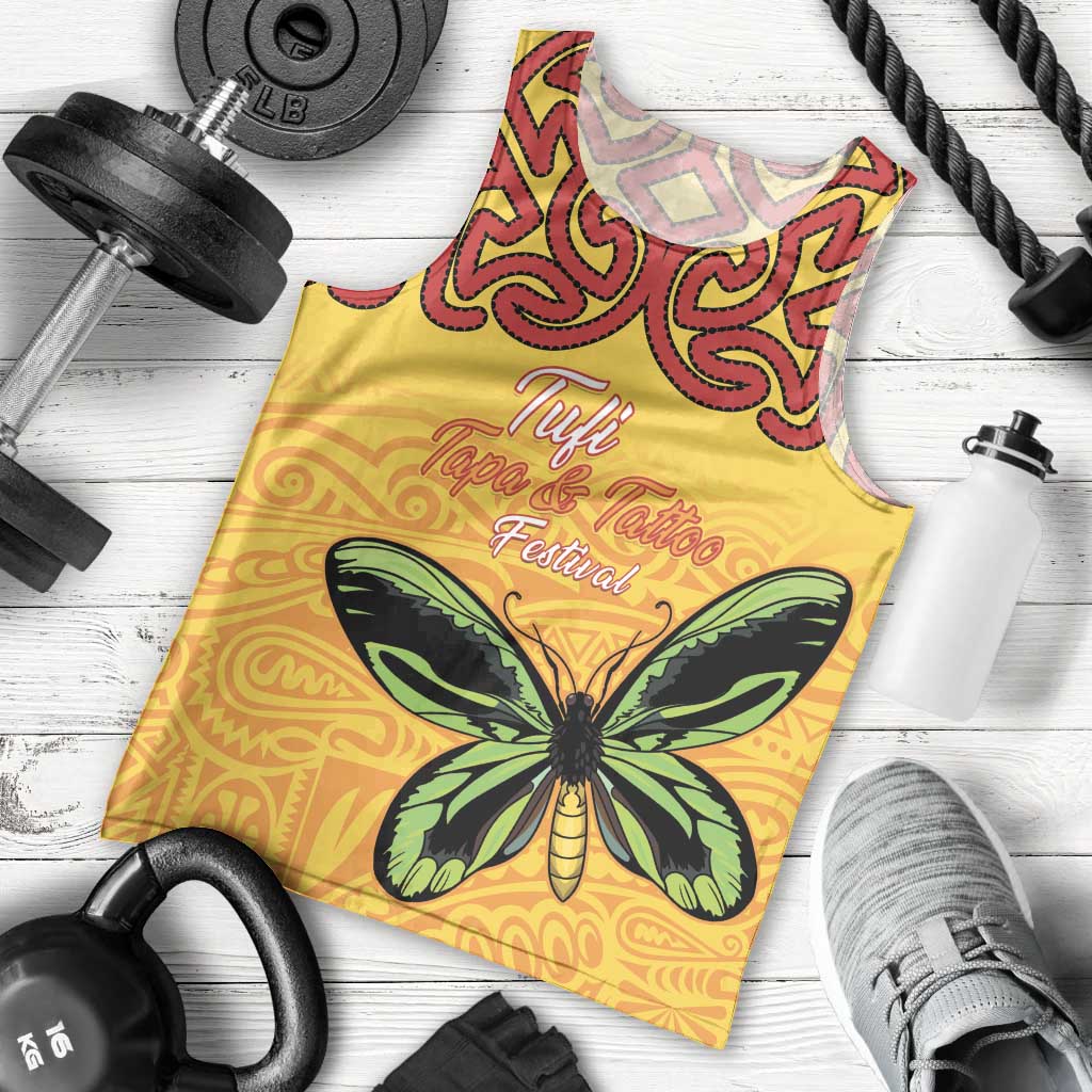 Personalised Tufi Tapa and Tattoo Festival Men Tank Top PNG Oro Butterfly Tapa Pattern LT14 - Polynesian Pride