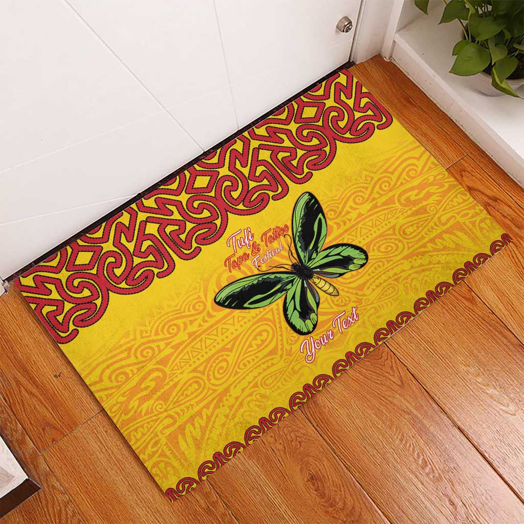 Personalised Tufi Tapa and Tattoo Festival Rubber Doormat PNG Oro Butterfly Tapa Pattern - Polynesian Pride
