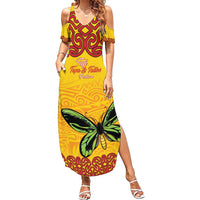 Personalised Tufi Tapa and Tattoo Festival Summer Maxi Dress PNG Oro Butterfly Tapa Pattern - Polynesian Pride
