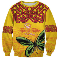 Personalised Tufi Tapa and Tattoo Festival Sweatshirt PNG Oro Butterfly Tapa Pattern - Polynesian Pride