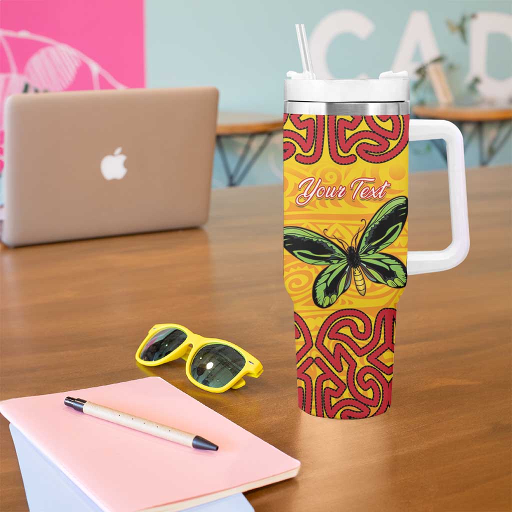 Personalised Tufi Tapa and Tattoo Festival Tumbler With Handle PNG Oro Butterfly Tapa Pattern LT14 - Polynesian Pride