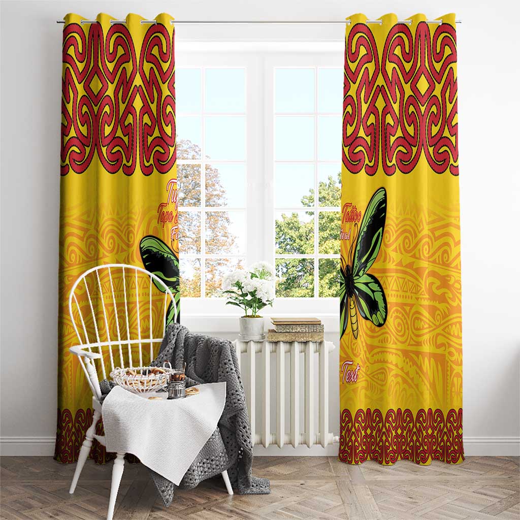 Personalised Tufi Tapa and Tattoo Festival Window Curtain PNG Oro Butterfly Tapa Pattern LT14 - Polynesian Pride