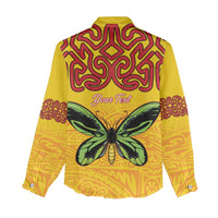 Personalised Tufi Tapa and Tattoo Festival Women Casual Shirt PNG Oro Butterfly Tapa Pattern - Polynesian Pride
