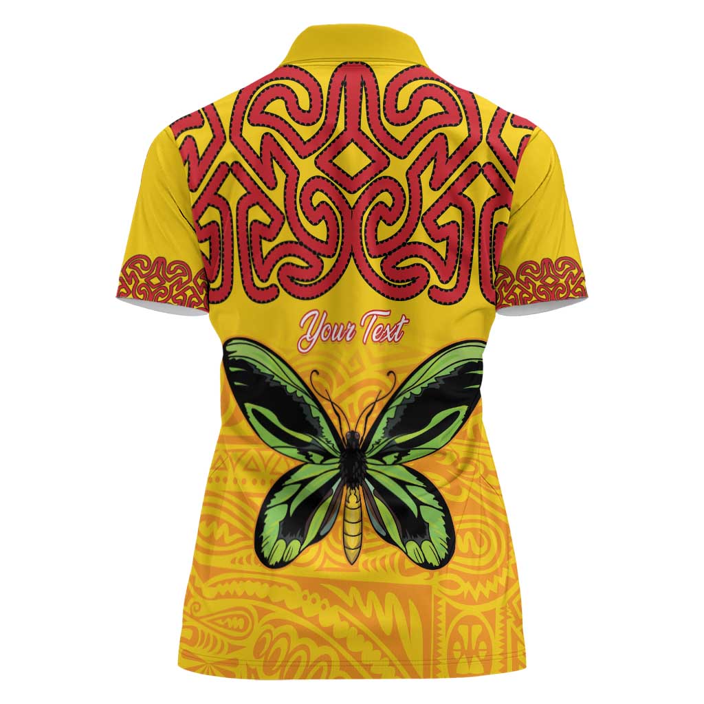 Personalised Tufi Tapa and Tattoo Festival Women Polo Shirt PNG Oro Butterfly Tapa Pattern - Polynesian Pride