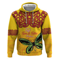 Personalised Tufi Tapa and Tattoo Festival Zip Hoodie PNG Oro Butterfly Tapa Pattern - Polynesian Pride