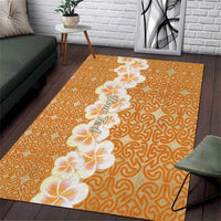 Personalised Tufi Tapa and Tattoo Festival Area Rug Oro Tapa Cloth With Plumeria LT14 Brown - Polynesian Pride