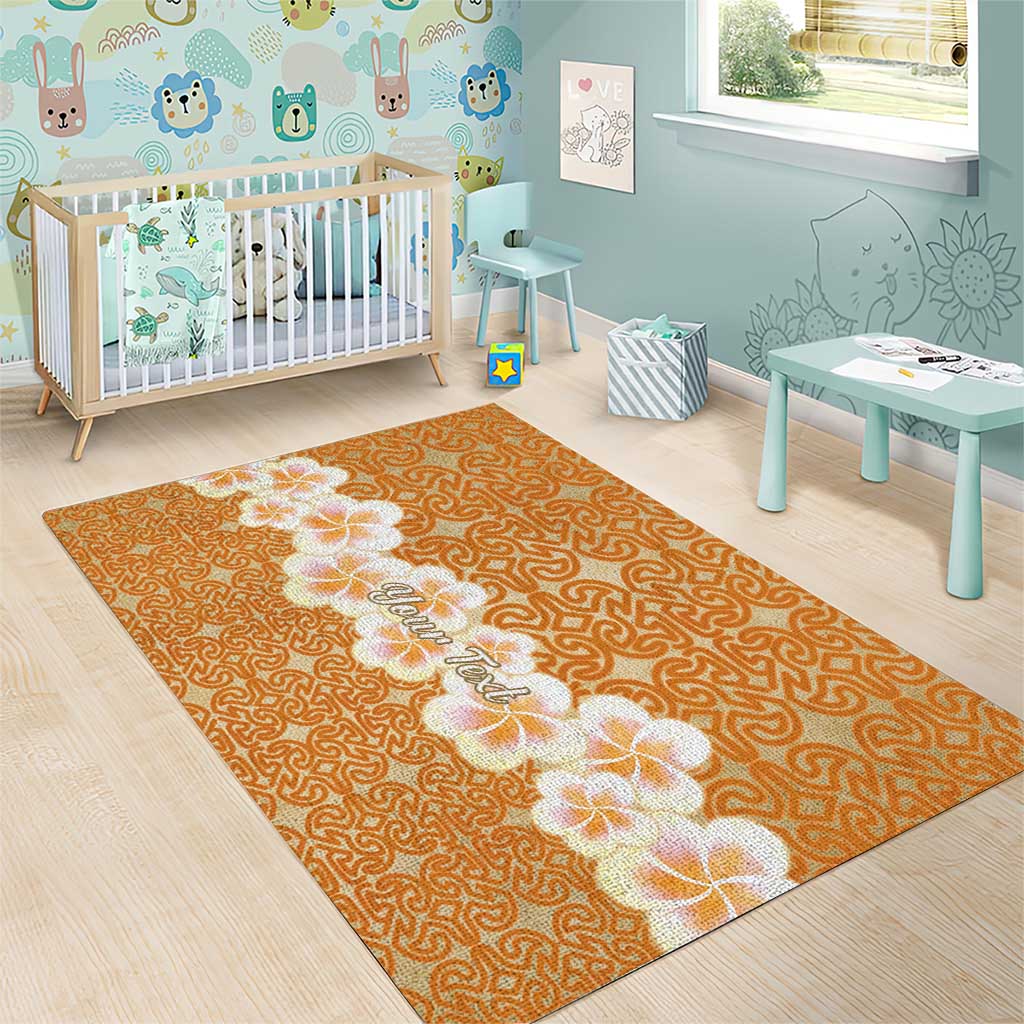 Personalised Tufi Tapa and Tattoo Festival Area Rug Oro Tapa Cloth With Plumeria LT14 - Polynesian Pride