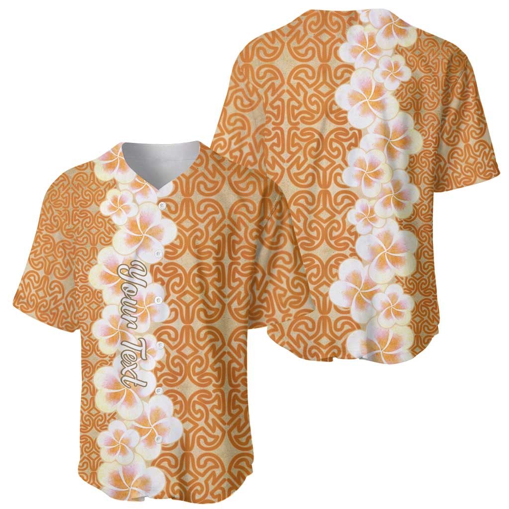 Personalised Tufi Tapa and Tattoo Festival Baseball Jersey Oro Tapa Cloth With Plumeria LT14 - Polynesian Pride