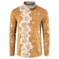 Personalised Tufi Tapa and Tattoo Festival Button Sweatshirt Oro Tapa Cloth With Plumeria LT14 Brown - Polynesian Pride