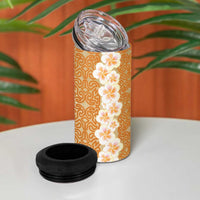 Personalised Tufi Tapa and Tattoo Festival 4 in 1 Can Cooler Tumbler Oro Tapa Cloth With Plumeria LT14 - Polynesian Pride