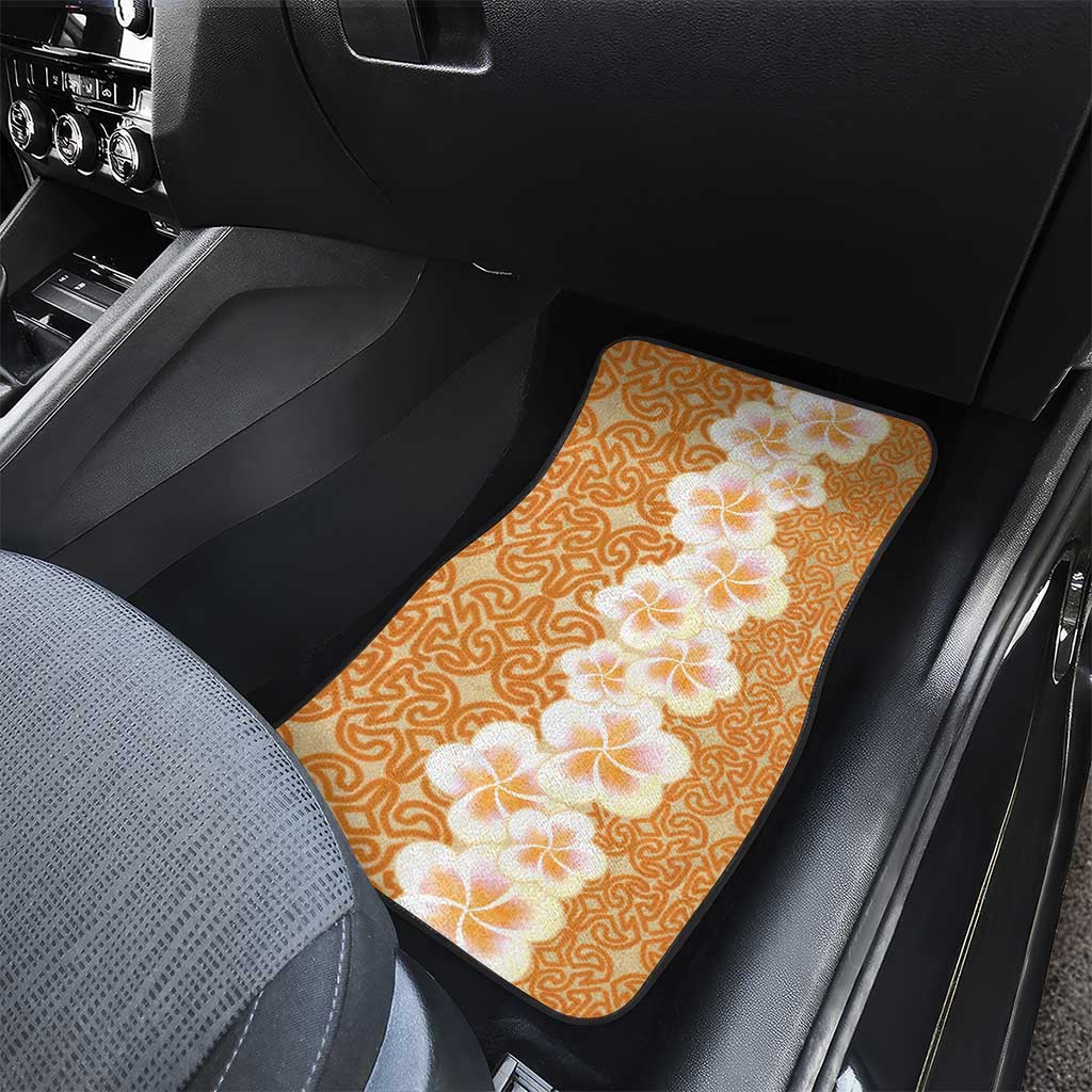 Personalised Tufi Tapa and Tattoo Festival Car Mats Oro Tapa Cloth With Plumeria LT14 - Polynesian Pride