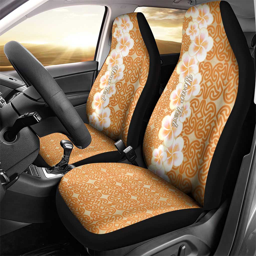 Personalised Tufi Tapa and Tattoo Festival Car Seat Cover Oro Tapa Cloth With Plumeria - Polynesian Pride