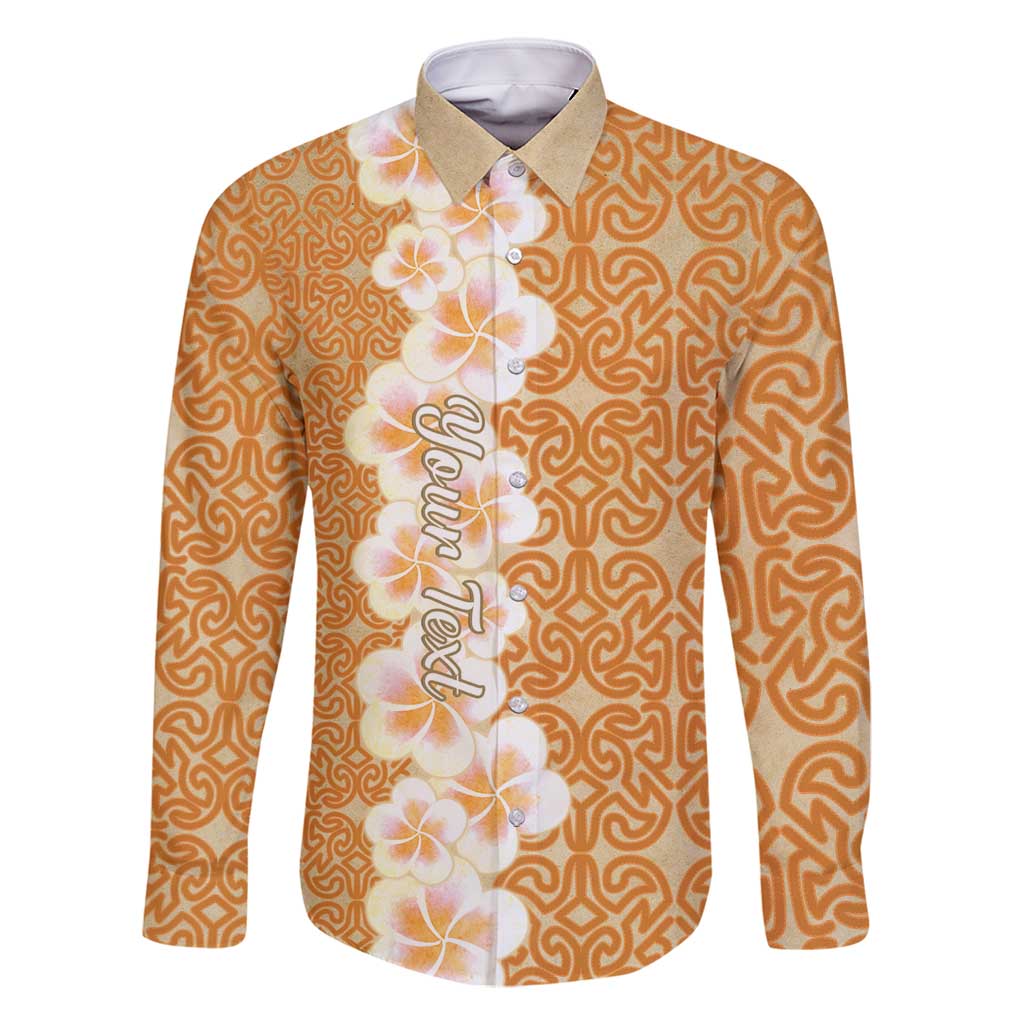 Personalised Tufi Tapa and Tattoo Festival Family Matching Tank Maxi Dress and Hawaiian Shirt Oro Tapa Cloth With Plumeria LT14 Dad's Shirt - Long Sleeve Brown - Polynesian Pride
