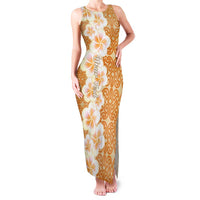 Personalised Tufi Tapa and Tattoo Festival Family Matching Tank Maxi Dress and Hawaiian Shirt Oro Tapa Cloth With Plumeria LT14 Mom's Dress Brown - Polynesian Pride